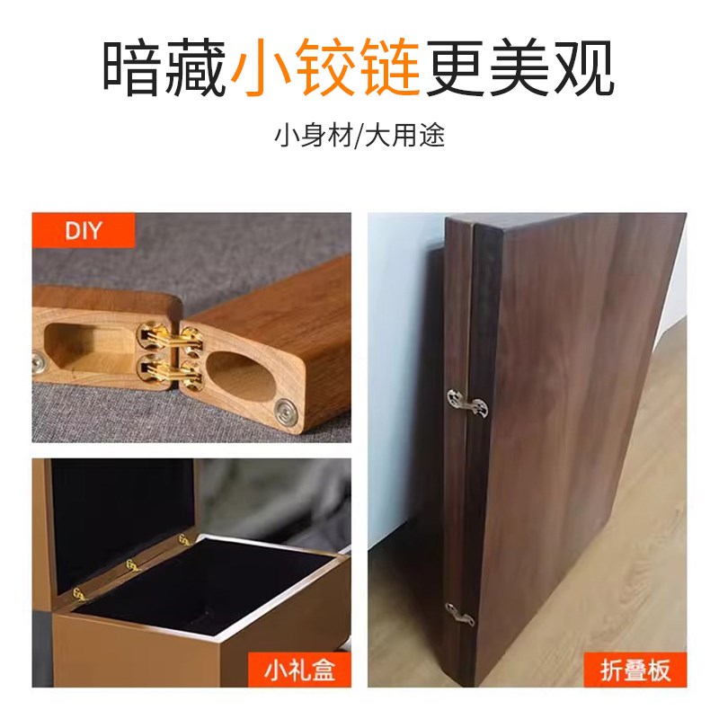 十字铰链暗装嵌入式电表箱柜门折叠五金配件隐藏式圆柱一字小合页