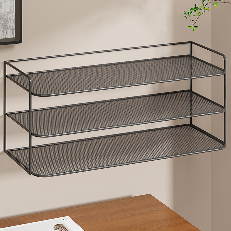 墙上置物架墙壁路由器收纳盒机顶盒挂墙放置架免打孔wifi宽带架子