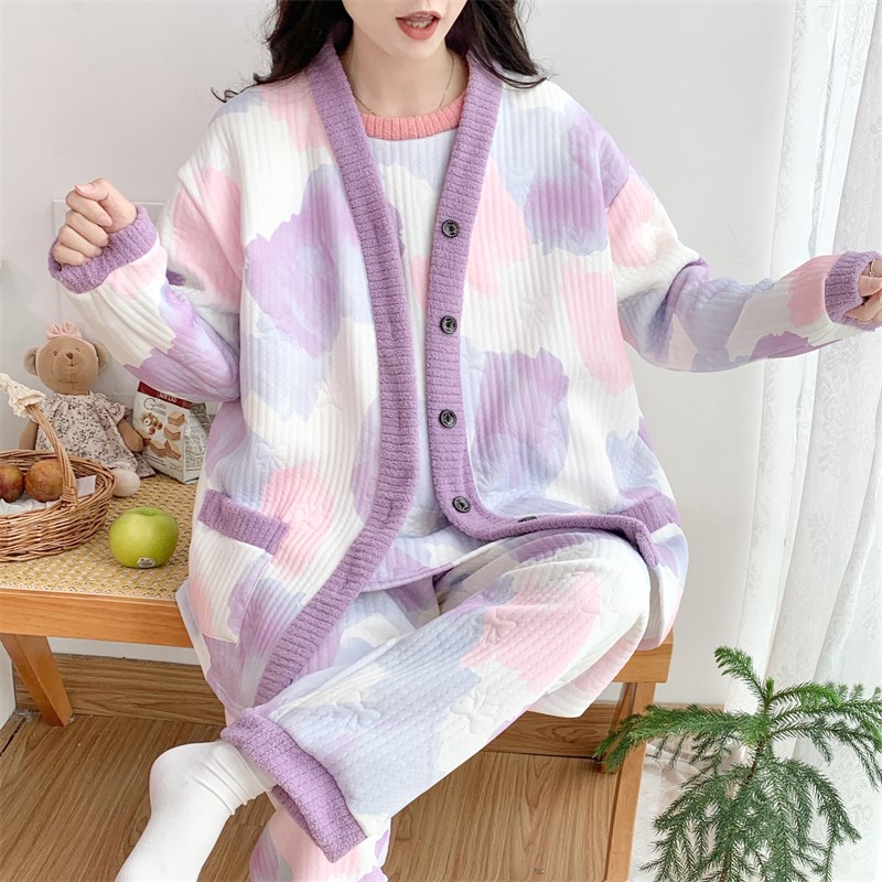 秋冬季空气棉月子服产后孕妇大码胖Amm女睡衣哺乳产妇喂奶10月份1