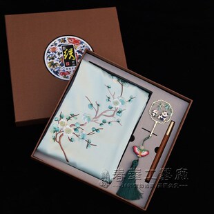 苏州刺绣绣花丝巾书签商务套装会议伴手教师节礼品特色礼物送老外