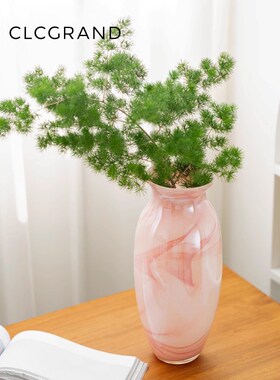 法式轻粉云c雾琉璃花瓶摆件高级感中古玻璃花器轻奢客厅样板间摆