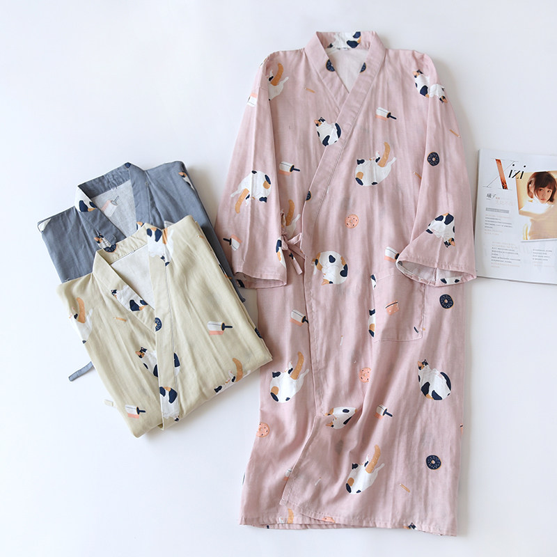 睡衣睡袍男女春秋纯棉纱布浴衣情侣薄款全棉夏季简约和服浴袍睡裙,女士内衣/男士内衣/家居服,睡袍/浴袍,淘宝优惠券,粉丝福利购,淘宝优惠卷