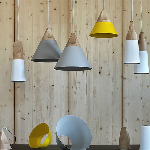 北欧餐厅吧台灯床头卧室咖啡厅创意个性现代简约单头实木餐吊灯具