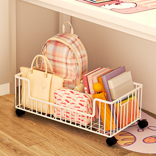 桌下书架办公室书桌旁小推车置物架桌面收L纳带轮可移动落地收纳