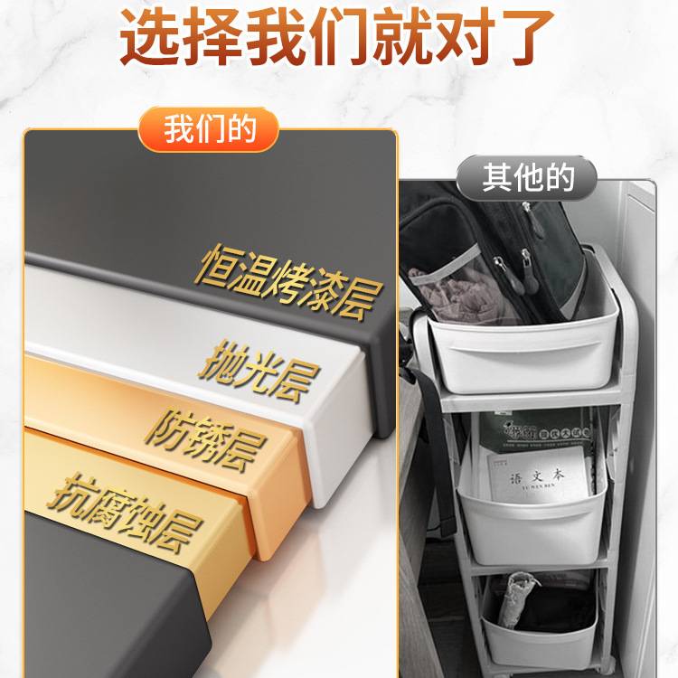 书包置物架可移动书桌下放置书本初中生落地儿童小推车收纳架