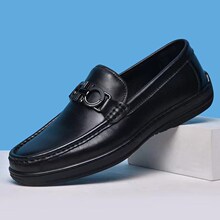新款真皮男鞋头层牛皮套脚豆豆鞋百搭软底舒适休闲鞋轻便软面皮鞋