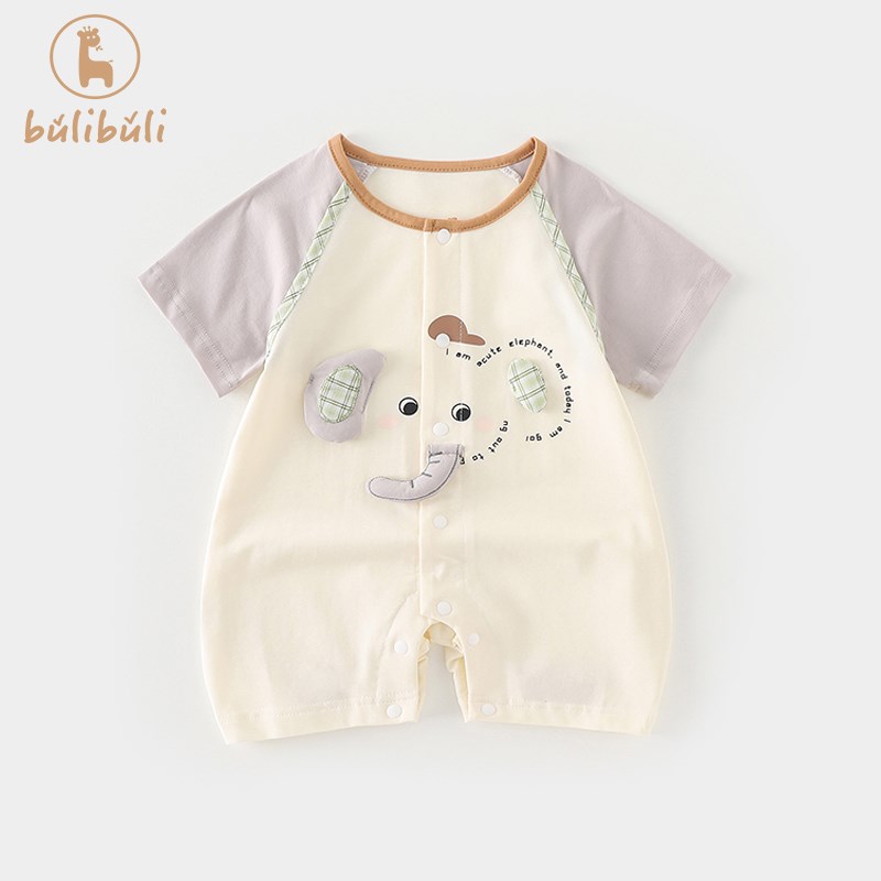 婴儿衣服夏装男宝宝短袖连体衣超萌可爱满月百天哈衣夏季薄款爬服