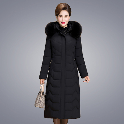2021冬季新款中老年长款过膝棉衣女妈妈羽绒棉服修身大码加厚棉袄