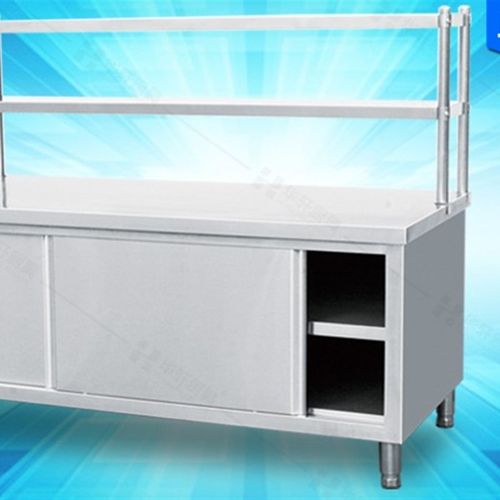 单通双通碗柜加厚操作台面案板桌子商用厨房专用不锈钢拉门工作储