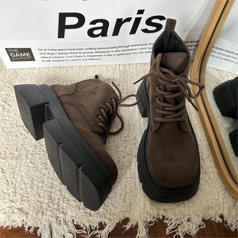 薄款复古短筒厚底马丁靴女2025新款G春春季绒面英伦风美拉德靴子