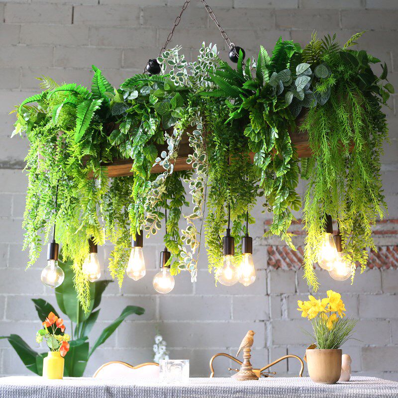 吧台吊灯创意植物装饰灯特色个性花园餐厅长桌灯工业风吊顶绿植灯,家装灯饰光源,酒店/宴会厅/餐饮吊灯,淘宝优惠券,粉丝福利购,淘宝优惠卷