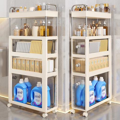 家用落地可移动多层整理架子卫生间可抽拉置物架浴室抽屉式收纳架