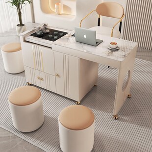 移动茶车阳台伸缩小茶车烧水壶一体轻奢岩板升降功夫Y茶几桌椅组