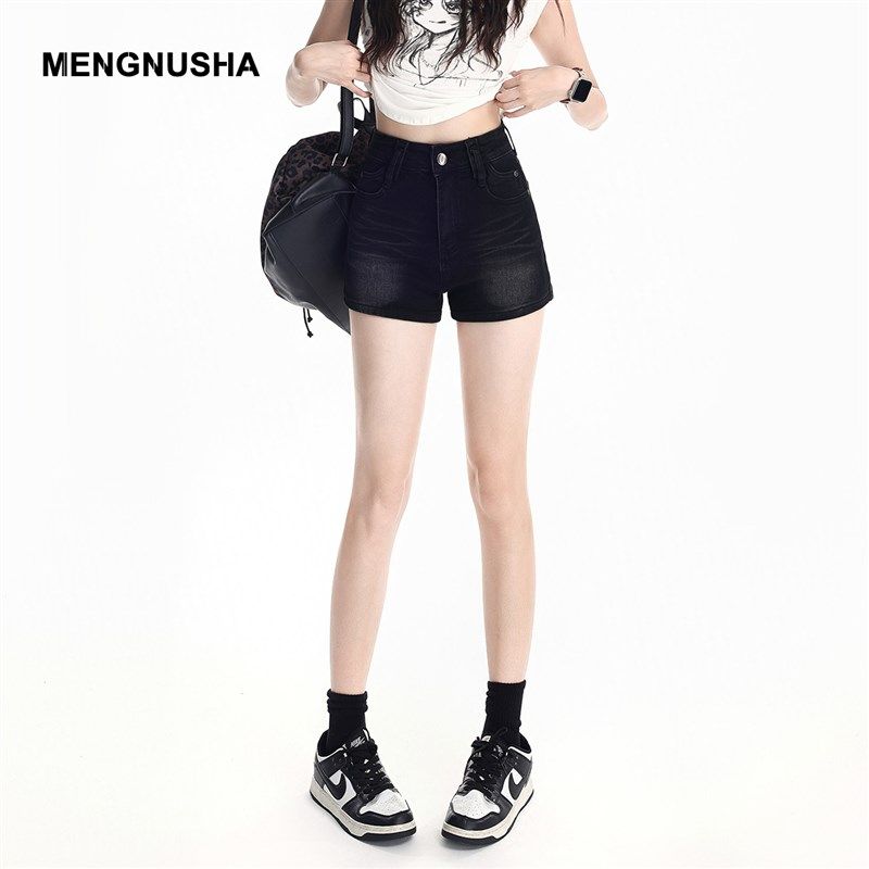 黑色高腰爆款牛仔超短裤女辣妹紧身显瘦外穿a字包臀热裤夏季新款