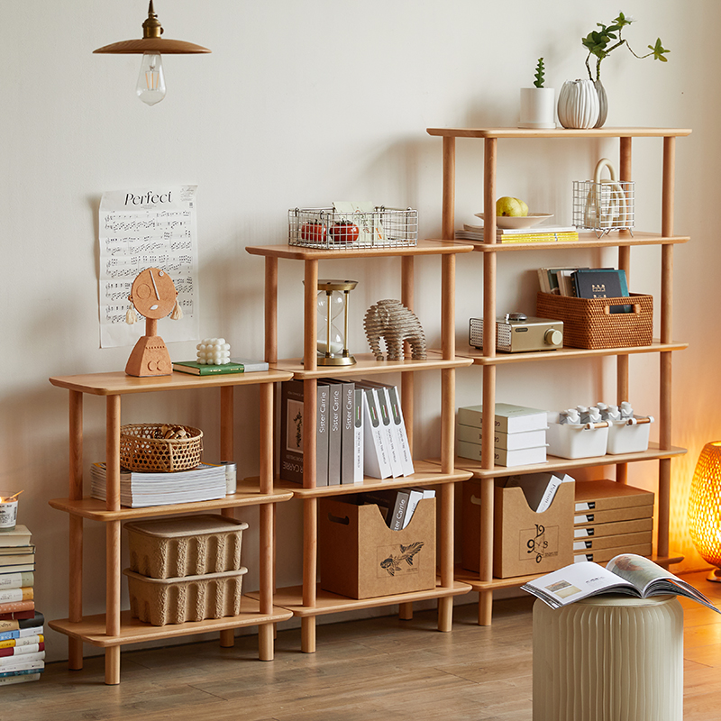 实木书架多层收纳架落地储物架展示架组合置物架日式简约儿童书架