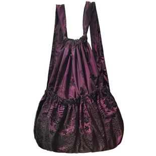 大容量束口轻便防水背包女花布包中老年抽绳双肩包折叠买菜购物袋