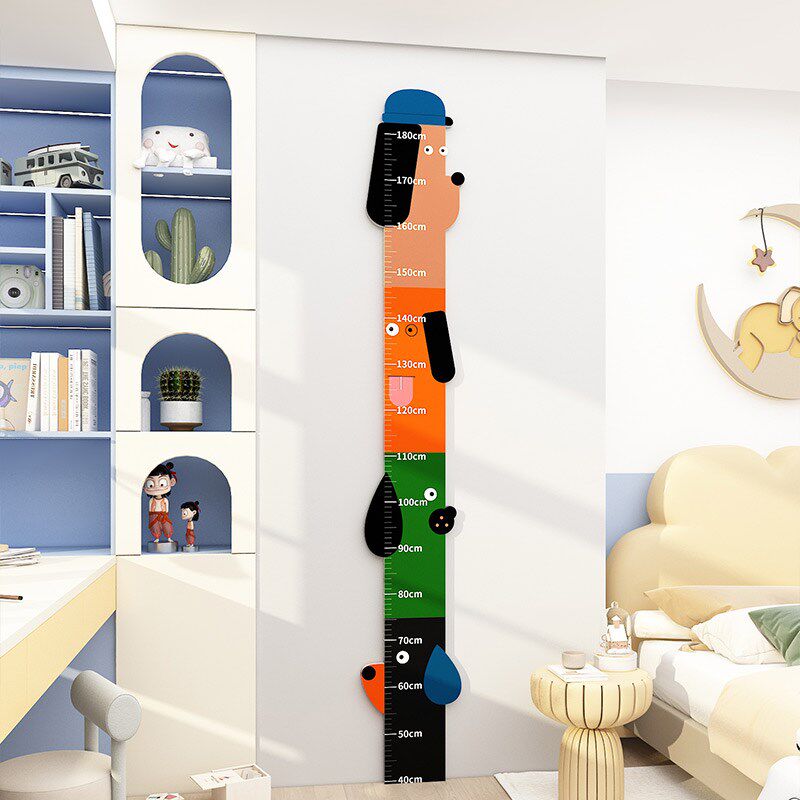 卡通狗身高尺测量挂件宝儿童房间布置墙贴面装饰品画纸Z男女孩卧