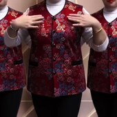 春秋季 复古马甲潮 烫金印花时尚 坎肩中老年女装 宽松显瘦中国风唐装