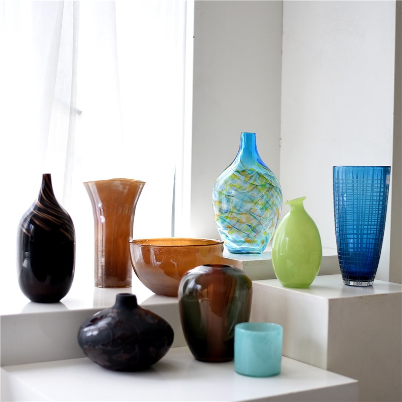 每周一三五10点k上新 欧式人工吹制玻璃艺术花瓶孤品捡漏20159