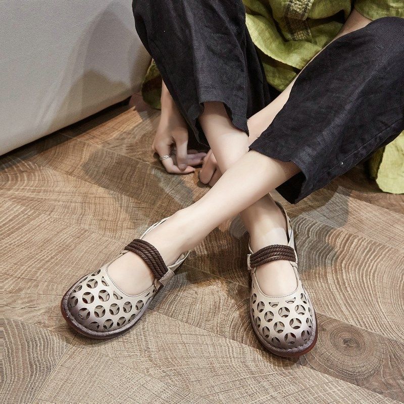 设计感小众女鞋2025新款夏季美式复古小皮鞋真皮平底妈妈女士单鞋,女鞋,浅口单鞋,淘宝优惠券,粉丝福利购,淘宝优惠卷