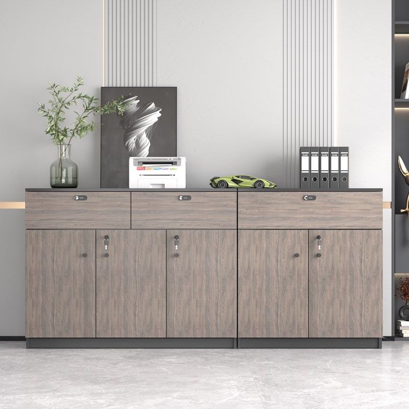 矮柜办公室储物柜文件柜抽屉带锁资料落地柜茶水柜木质物隔断收纳