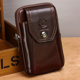 2022新款男式腰包手机套男款爸爸手包男士小包钱包真皮牛皮穿皮带