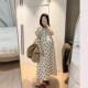 连衣裙时尚 m洋气波点长裙女夏款 2025新款 孕妇夏装 方领大码 孕妇裙