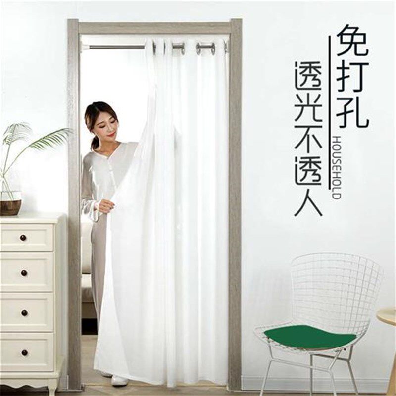 纱窗门帘隔断帘免打孔安装家用卧室厨房遮挡门帘布艺空调防蚊纱帘