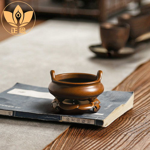 庆松堂苏工铜炉名家胡庆松制三足冲耳套炉复古紫铜套炉熏香炉