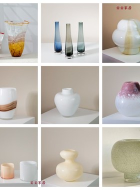 现代简约创意玻璃花瓶花器样板房售楼处桌面茶几软装饰品工艺品