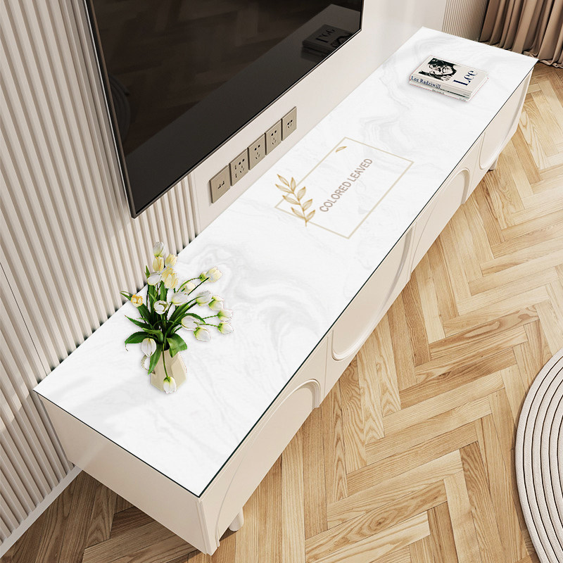 大理石长条桌电视机柜电视柜桌布台布茶几防水防油长方形客厅桌垫