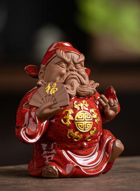 钟馗摆件天师陶瓷雕像禅意家居玄关办公室桌面中式装饰工艺礼品摆