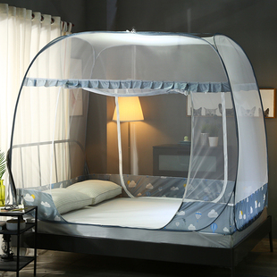 新款蒙古包蚊帐免安装学生宿舍家用可折叠0.9/2m1.V5米床大云方顶