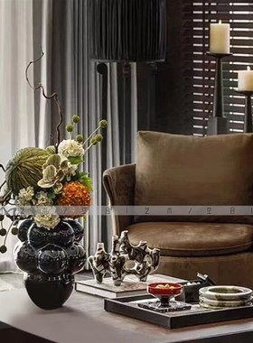 空合 现代轻奢玻璃泡泡花器烛台花艺 样板间售楼处酒店家居装饰品