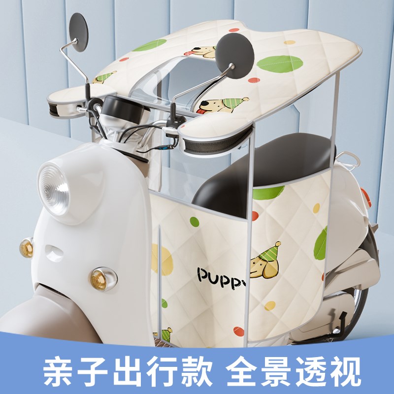 电动车挡风被四季通用分体式隔热防晒儿童亲子款防风防水可放座椅