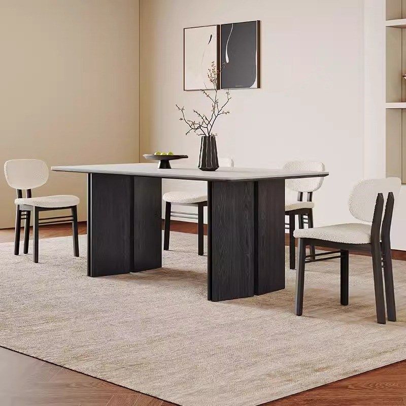 意式轻奢实木餐桌家用现代简约小户型白蜡木长方形纯白岩板餐桌,住宅家具,岩板餐桌,淘宝优惠券,粉丝福利购,淘宝优惠卷