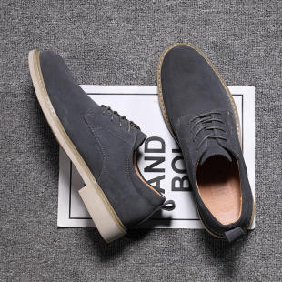 翻毛皮低帮马丁靴男英伦磨砂反绒皮休闲皮鞋 男鞋 单鞋 新款 2021秋季