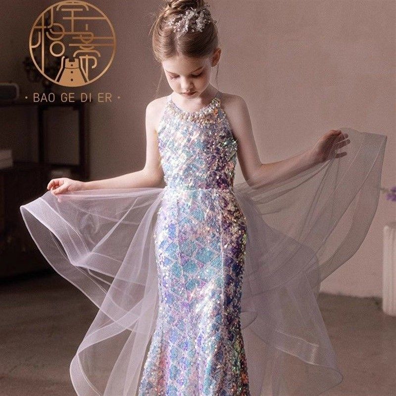 儿童晚礼服主持人亮片生日女童鱼尾公主裙模特走秀钢琴演奏演出服,童装/婴儿装/亲子装,连衣裙,淘宝优惠券,粉丝福利购,淘宝优惠卷