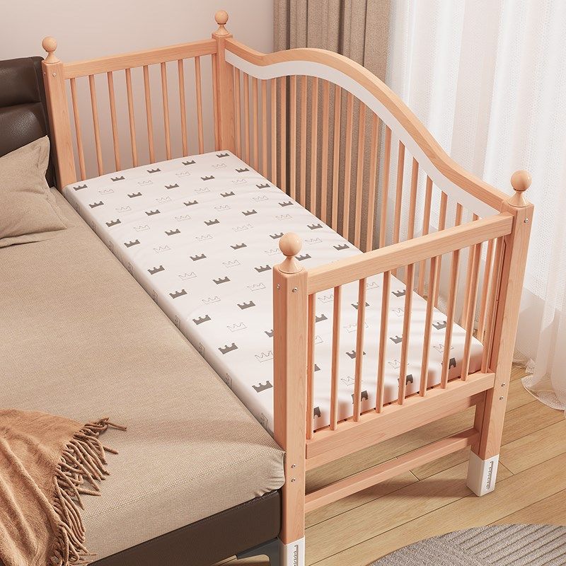 榉儿定制童床拼接床大床带护栏床边高低可调加宽宝宝婴儿实木小床,住宅家具,儿童拼接床,淘宝优惠券,粉丝福利购,淘宝优惠卷