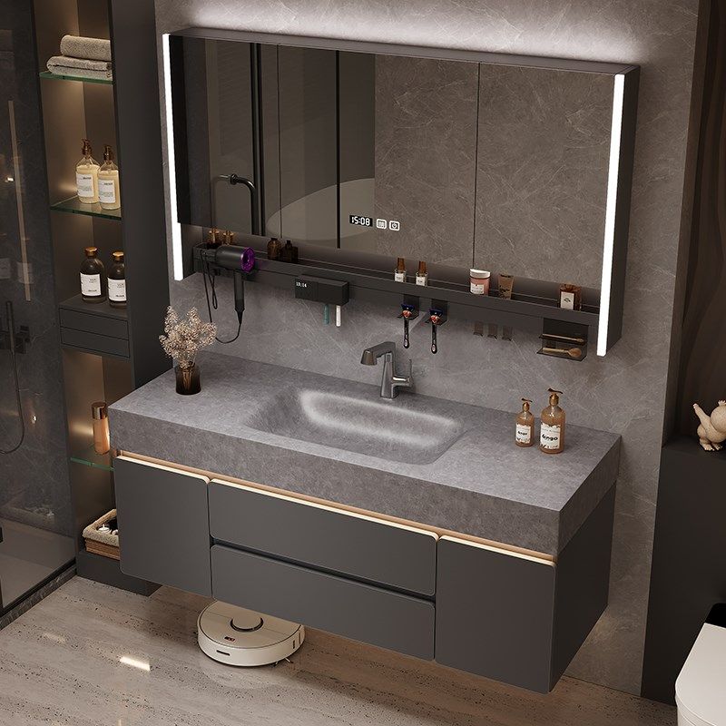 现代轻奢岩板热弯一体盆浴室柜组合卫生间洗漱台洗手池洗脸池盆柜,家装主材,浴室柜组合,淘宝优惠券,粉丝福利购,淘宝优惠卷