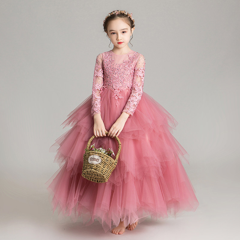 儿童晚礼服公主裙高端小女孩花童蓬蓬纱女童生日模特走秀演出服