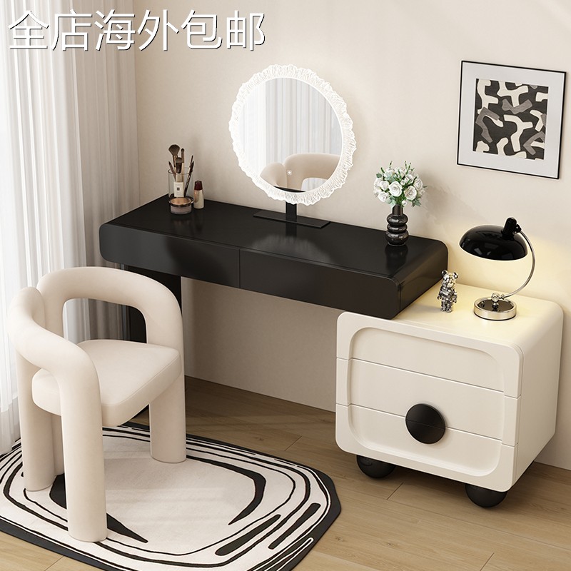 实木化妆台现代卧室简约斗柜一体化妆桌奶油风高级感化妆台收纳柜