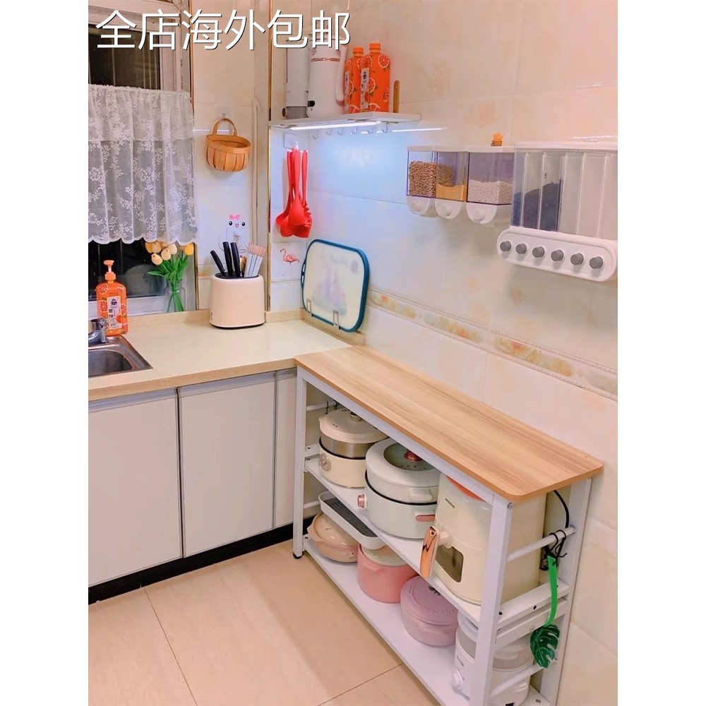 架子多层置物架落地家用多功能收纳架厨房墙边小窄桌搁板餐桌吧台
