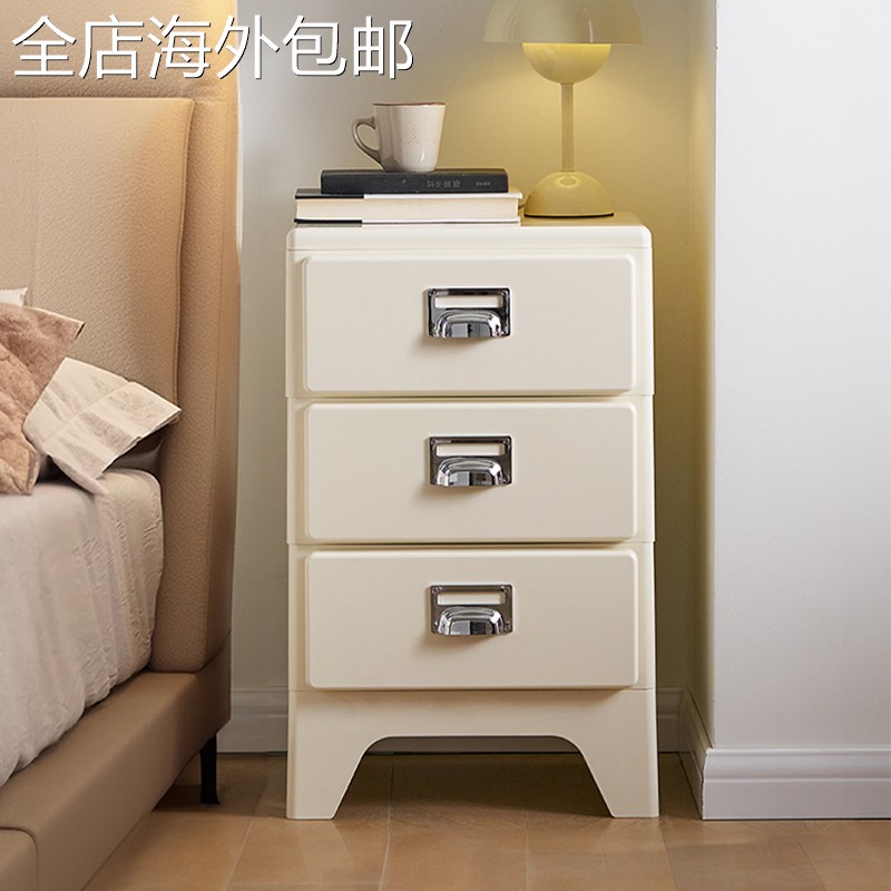 日式复古三斗柜卧室五斗柜收纳床头柜沙发边柜ins沙发边几抽屉柜