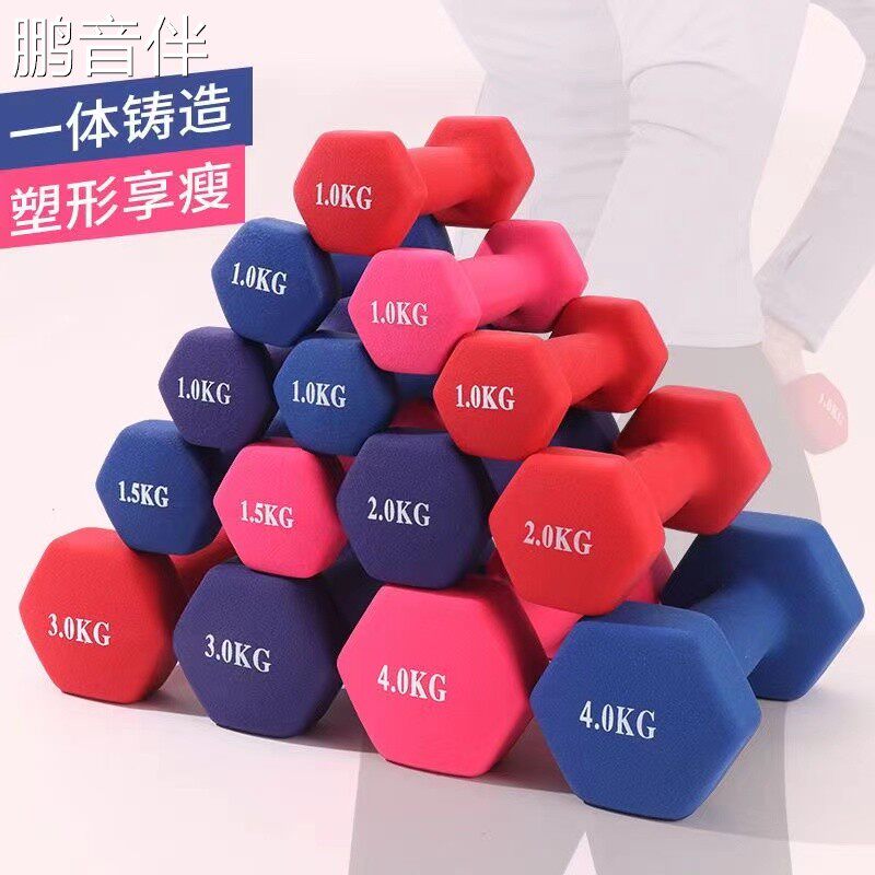 鹏音伴小哑铃女士一对2kg健身运动减肥器材家用男学生瘦臂瑜伽练胸亚铃摆件饰品饰品