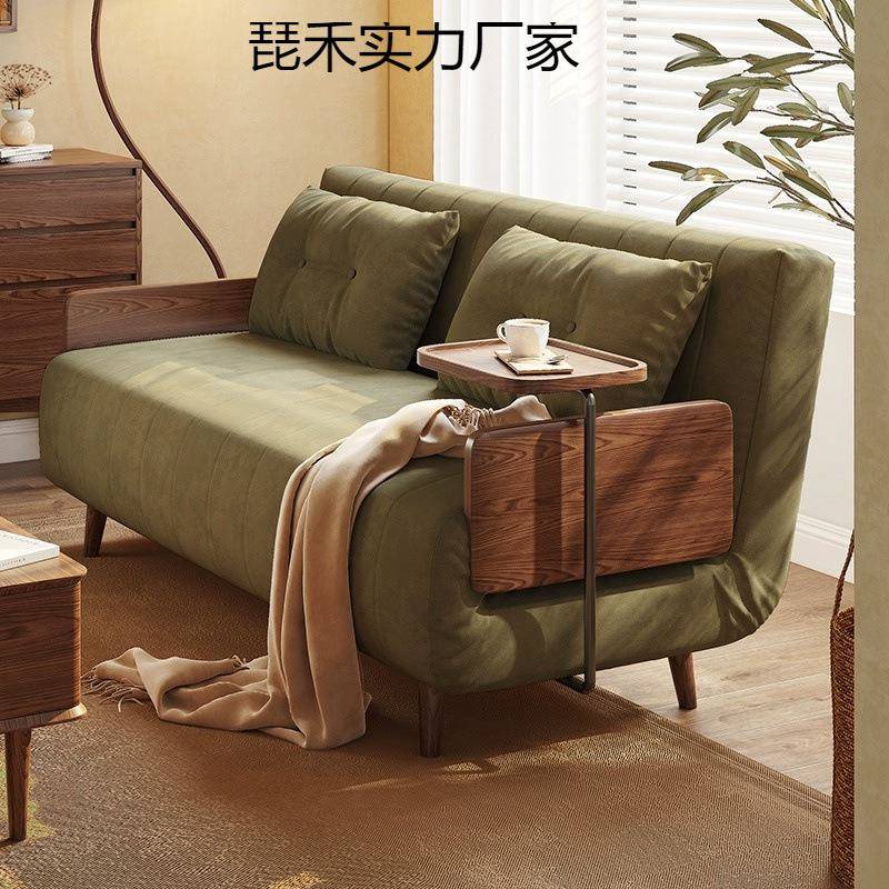 实木沙发床客厅复古可折叠两用小户型新款阳台单双人多功能沙发床