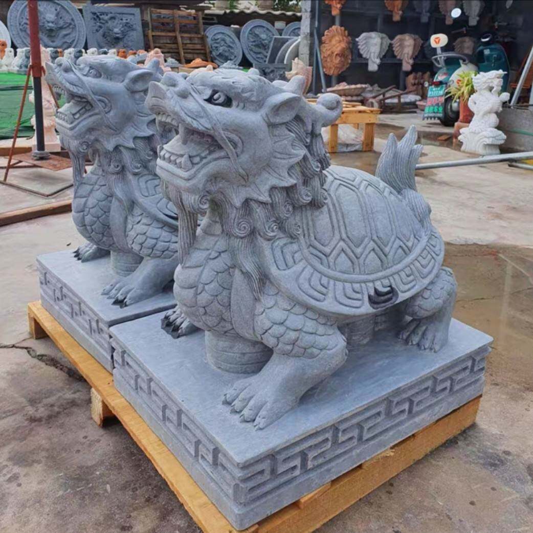 青石龙龟 大理石龙头赑屃石龟庭院青石石雕龙龟摆件现货优惠厂家