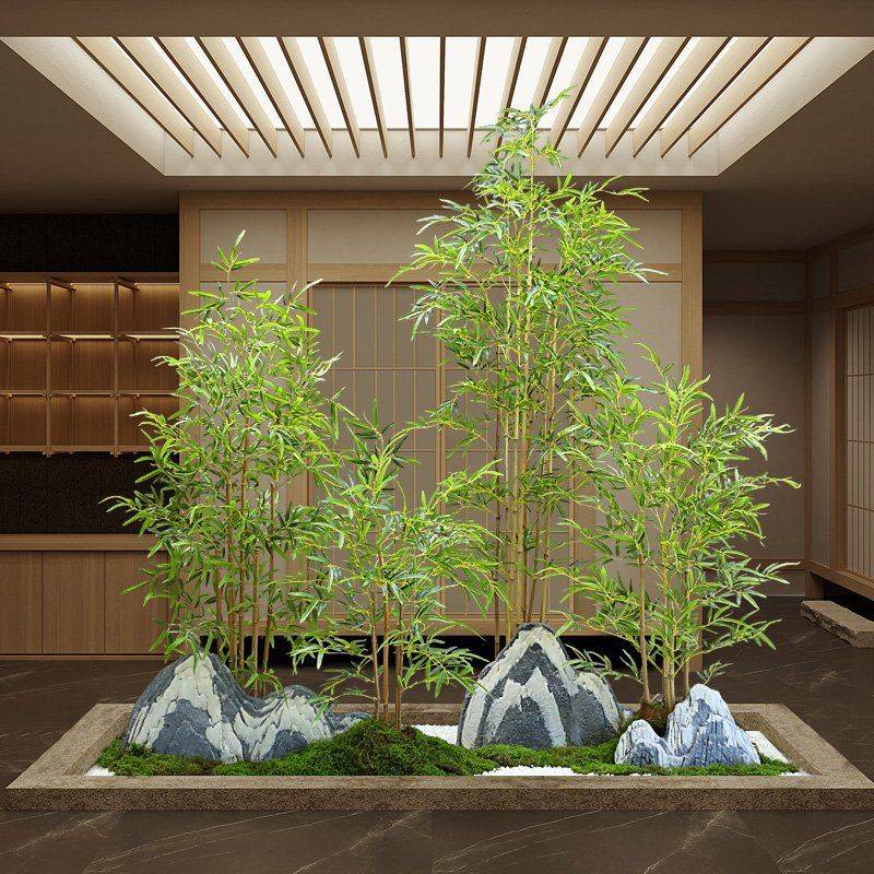 新中式真竹子景观造景室内隔断挡墙绿植假竹子庭院酒店装饰摆件