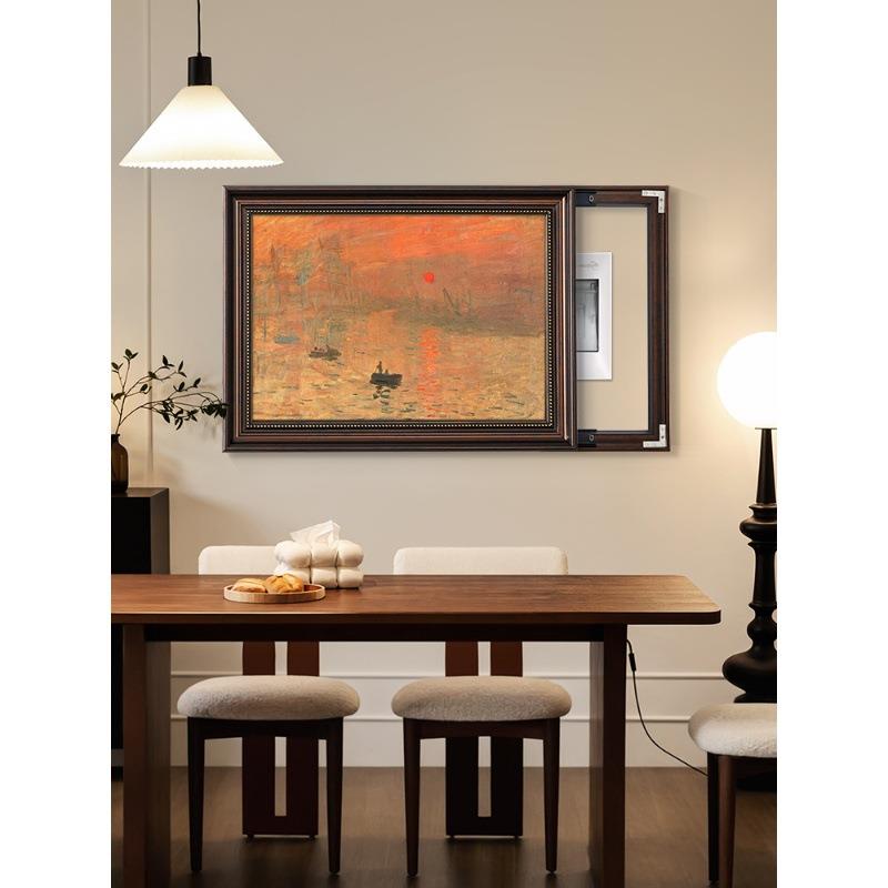 美式复古电表箱装饰画名画电闸壁画配电箱遮挡中古风挂画2025新款