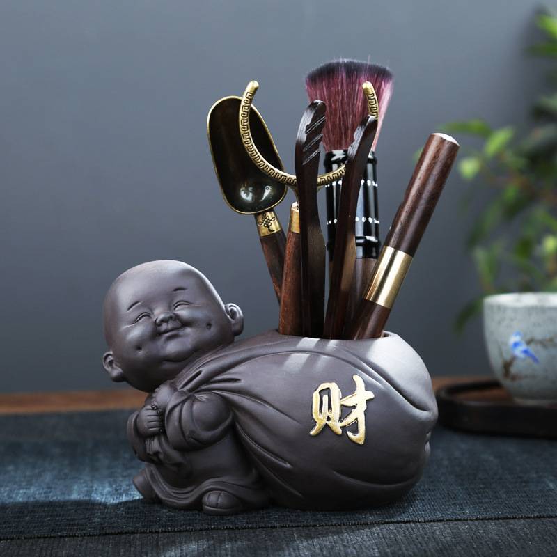 茶壶宠物摆件茶道六君子可养招财禅意紫砂小和尚茶具配件摆设